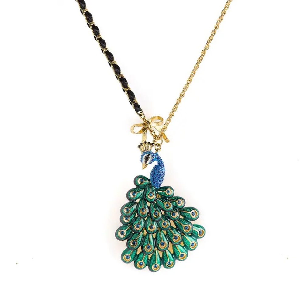 Betsey Johnson Blue and Green Peacock Necklace